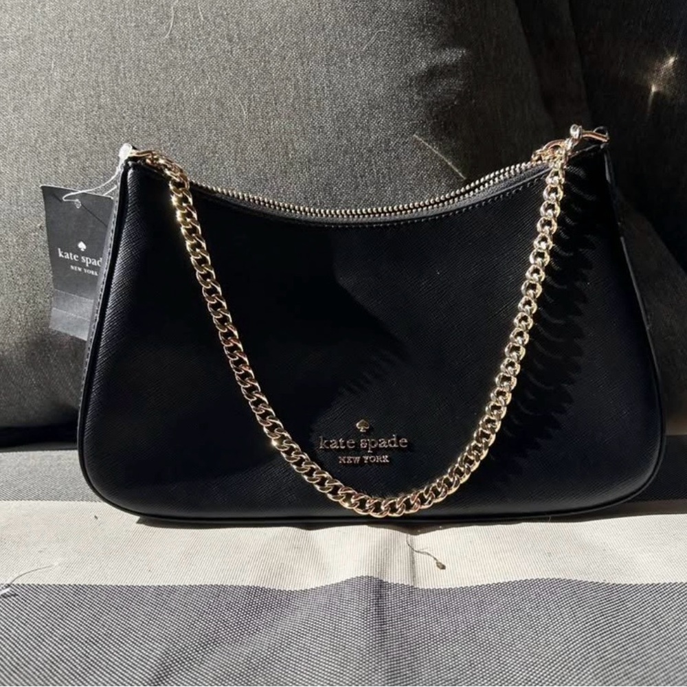 #52 Kate Spade Black Shoulder Bag with Gold Chain